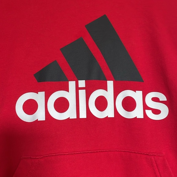 adidas Other - Youth L (18-20) Adidas hooded sweatshirt red/black graphic Kangaroo pouch/pocket